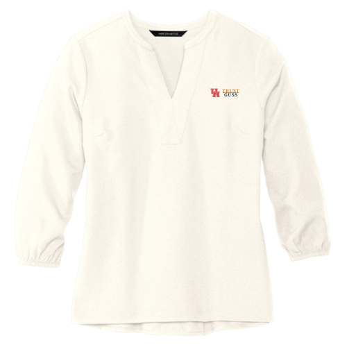 UHTrustGuss - MERCER+METTLE Women's Stretch Crepe 3/4-Sleeve Blouse White