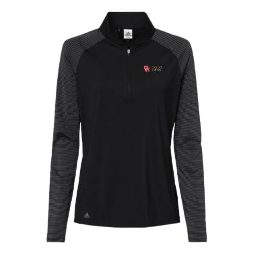 UHTrustGuss - Women's Stripe Block Quarter-Zip Pullover Black