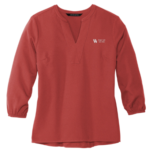 UHTrustGuss - MERCER+METTLE Women's Stretch Crepe 3/4-Sleeve Blouse Red